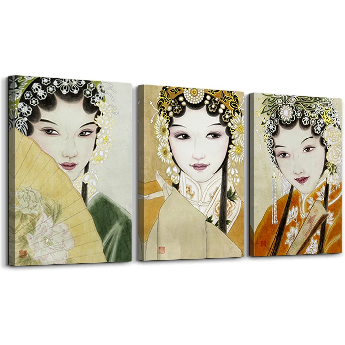 
Modern Home Decoration Chinese Traditional Drama Style Peking Opera Poster Modular Wall Art Canvas Prints 