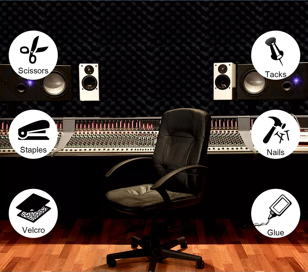 Black Studio Soundproof Sound-absorbing Panel Bevel Acoustic Foam