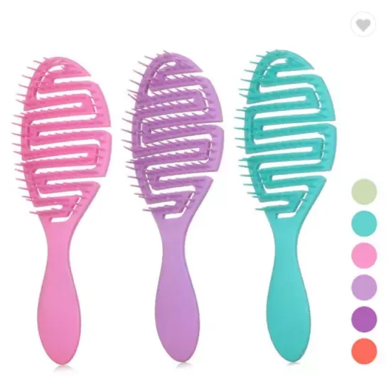 Custom Logo Hot Sale Fashion Girls New Material Flexible Scalp Massager Hair Brush, Vented Detangling Hair Brush