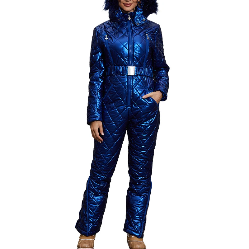 Custom Long Winter Jacket Ski Jumpsuit Skiing Sets Bodysuits Outdoor Snow Suits Women Zipper Hoodie Solid Color Snow Ski Suit