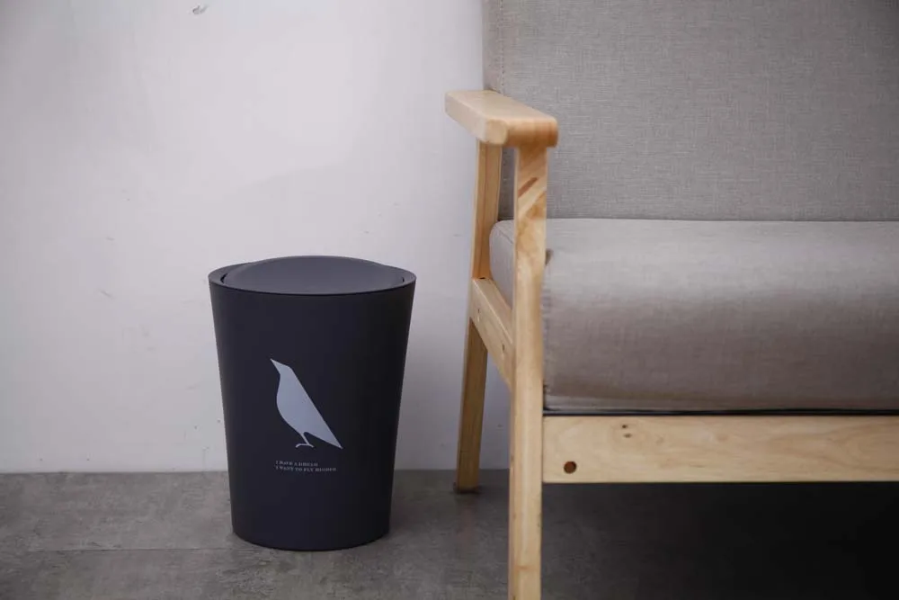 Citylife 8.5 Liter Round Trash Can with Lid Bathroom Garbage Can with Flip Lid for Kitchen Living Room Bedroom Office Waste Bin