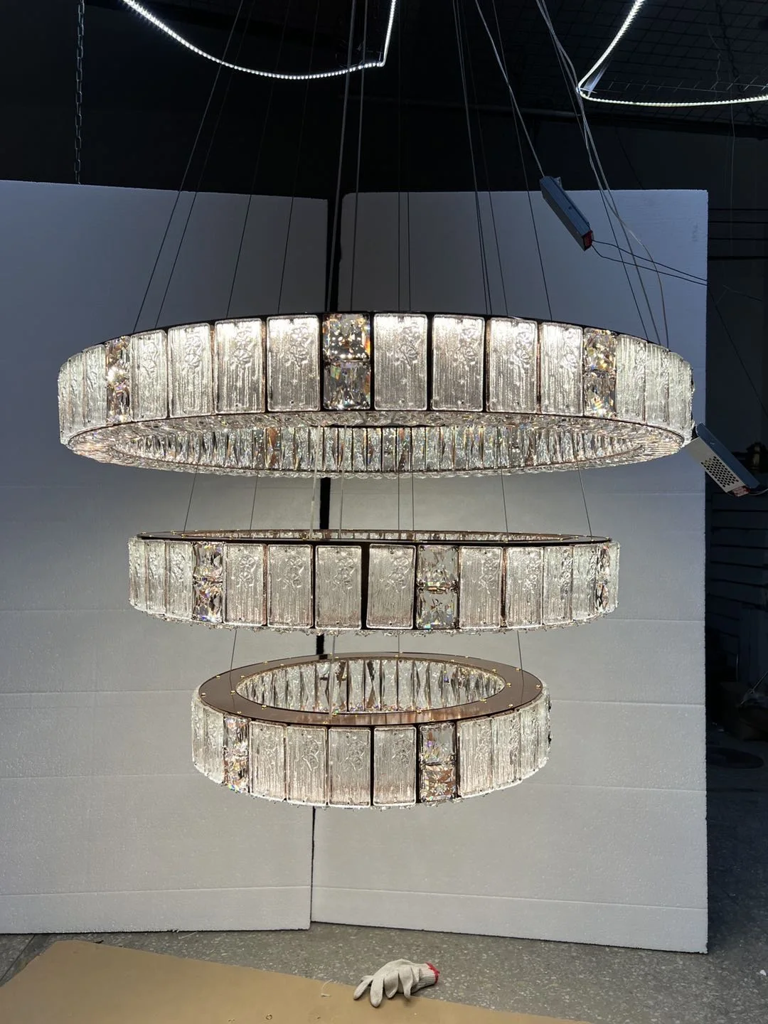 Нержавеющая сталь высокий потолок розовое золото люстра Хрустальная роскошная хрустальная стеклянная