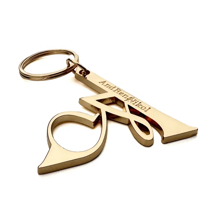 Personalized and Fashionable Gold Metal Key Cain Custom Brand Name Logo Zinc Alloy Jewelry Tags for Hipster