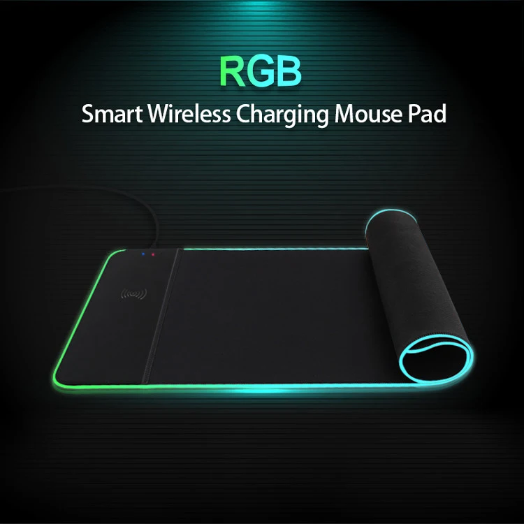 RGB led mouse pad wireless charger 2 in 1 Type consumer electronics custom qi wireless charging mouse pad for mobile phone