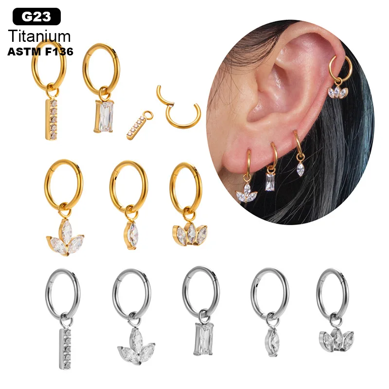 xjy ASTM F136 Titanium nose piercing Cartilage spiral Gothic earring helix piercing Clicker septum titanium piercing Jewelry