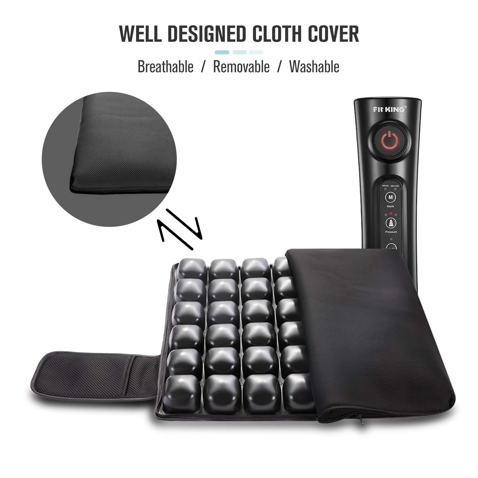 
FIT KING Rechargeable Electric Inflatable Air Seat Cushion with Massage Mode for Wheelchair Office Chair and Car Seat 