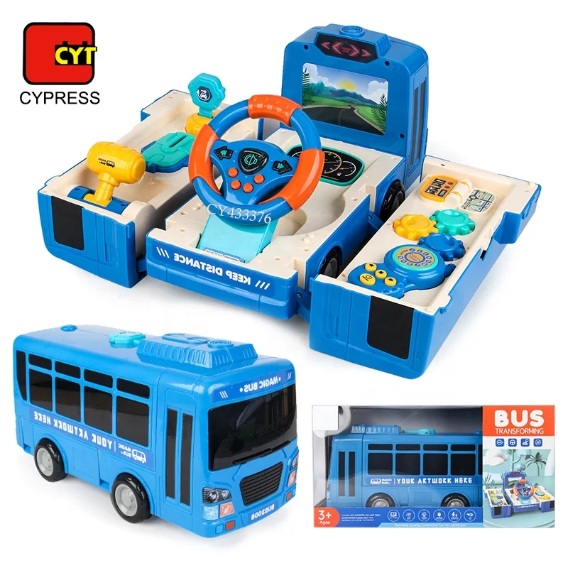 Educational Toys Simulation Transforming Bus Steering Wheel With Sound Gear Turning Switch Analog Paper Kids Have Fun