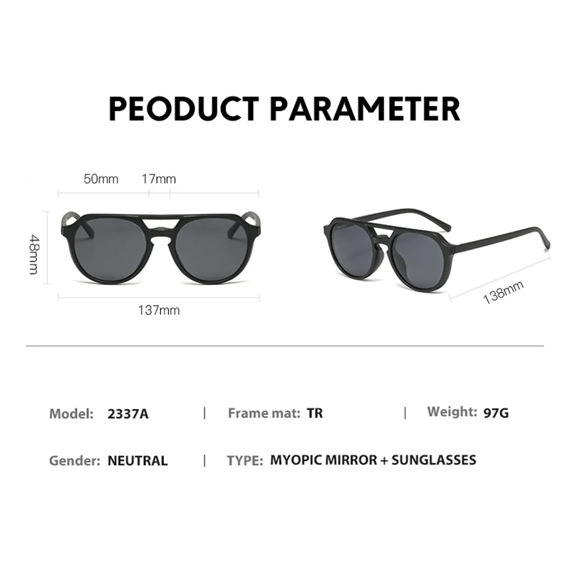 Fashion Unisex Woman Man Magnet Clip On Polarized Shades Sun Glasses Sunglasses Set