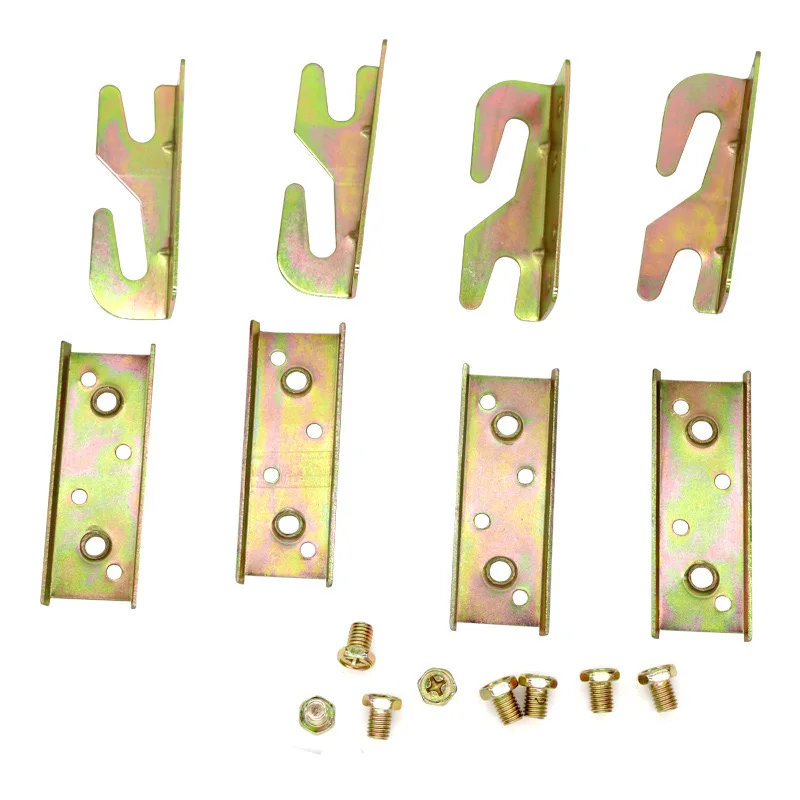 Rust-Proof Wood Bed Rail Brackets With Mounting Screws Heavy Duty 4 Sets Bed Frame Corner Brackets No-Mortise Bed Rail Fittings