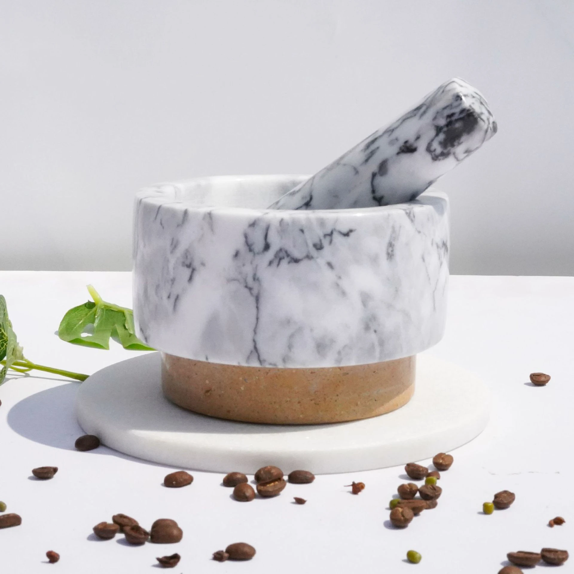 Himalayan Salt Kitchen Marble Mortar and Pestle for Grinding Herb & Spice Tools Spice & Nut Grinders Dishes