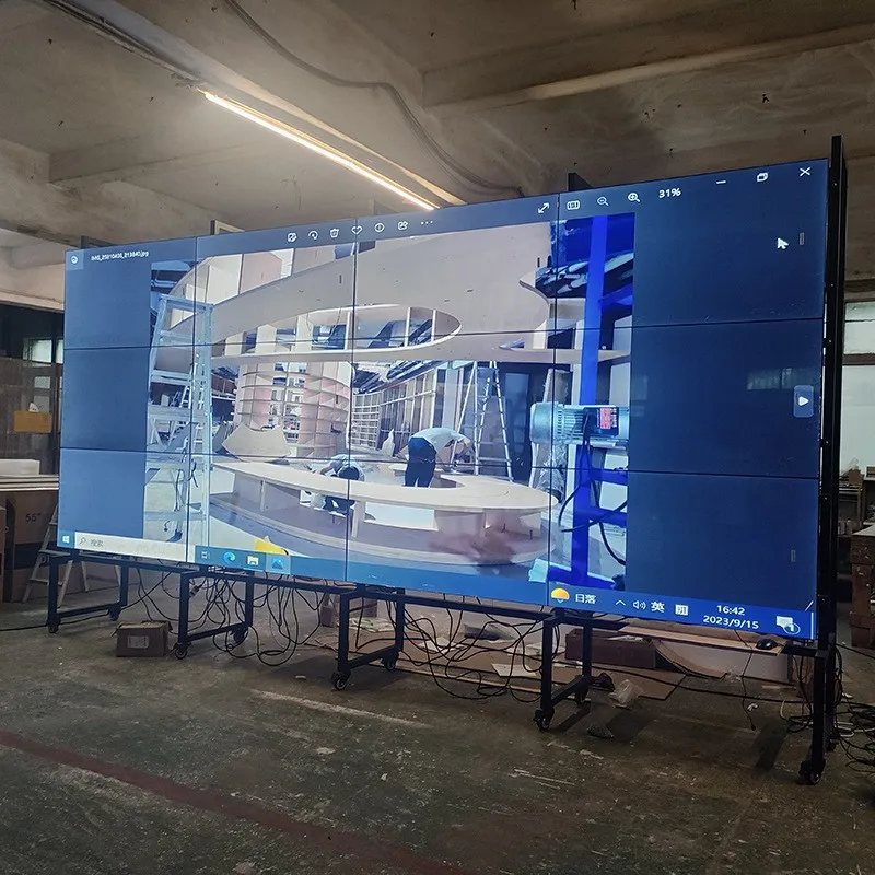 Design and development of store video playback display rack customized large and movable LCD LED splicing screen bracket