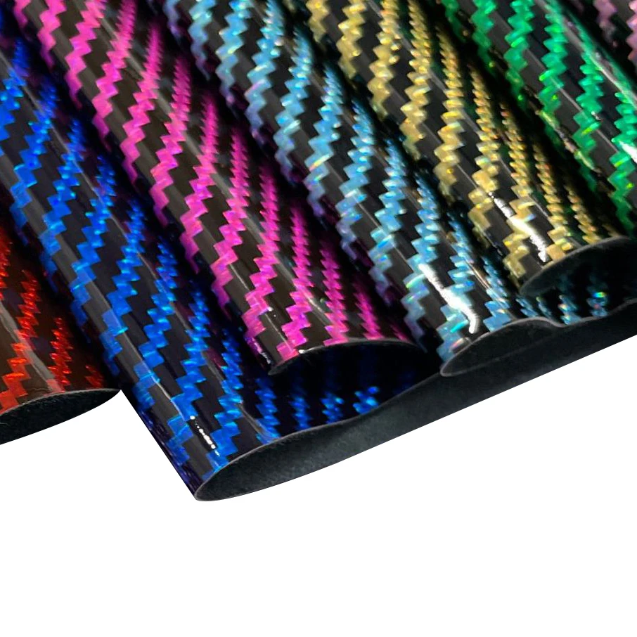 Shimmer 0.7 mm Carbon Fiber Twill Texture Faux Artificial Synthetic PVC Car Interior Leather for Car Steer Wheel and Rearview