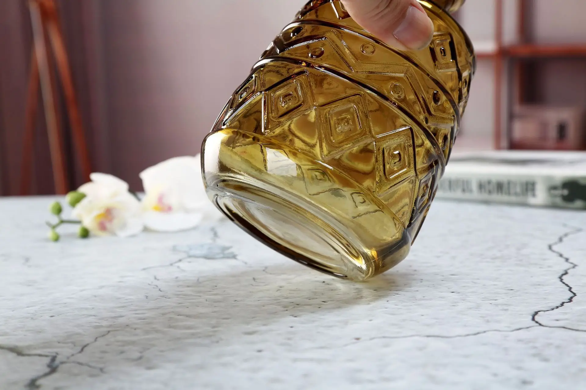 creative Green embossed small vase for hydroponic  bud vase decoration