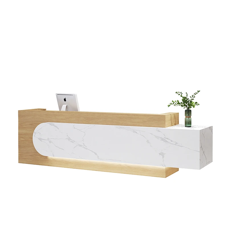 Modern minimalist creative design LED luminous multi-color customizable solid wood front desk office reception desk