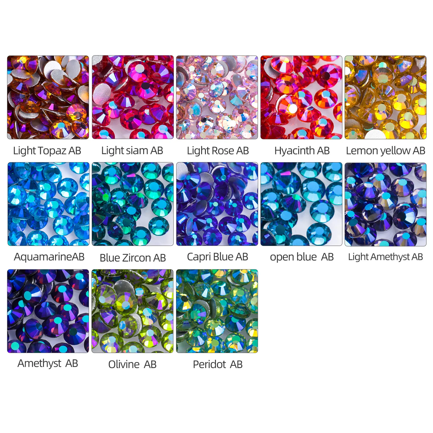 Xichuan AB series 13 colors SS16 SS20 flat back glitter round loose stones press on nail drill art supplies crystal rhinestones