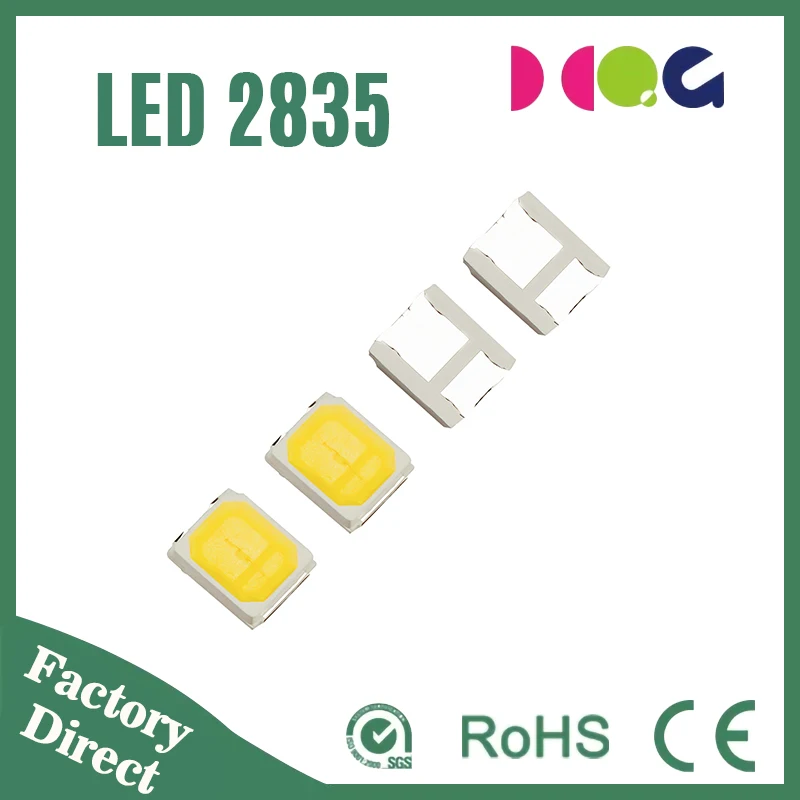 High Lumen 6000k 2835 White SMD LED Chip 150mA with Ingan 2W Power Warm White Emitting 6000k Color Project Installation Included