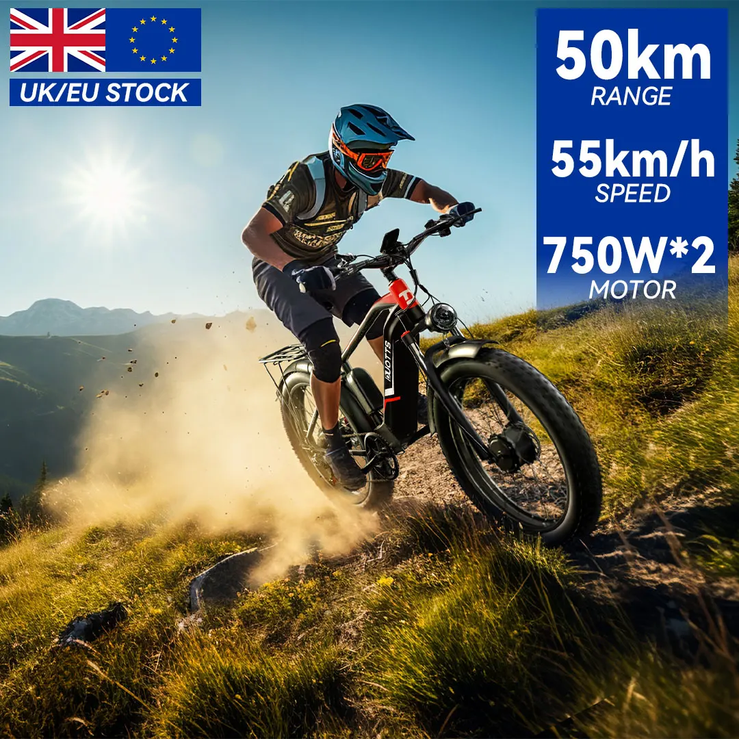 Европейский склад DUOTTS F26 толстые шины Ebike 750 Вт * 2 7 скоростей 26 дюймов Электровелосипеды с полной подвеской Электрический горный велосипед