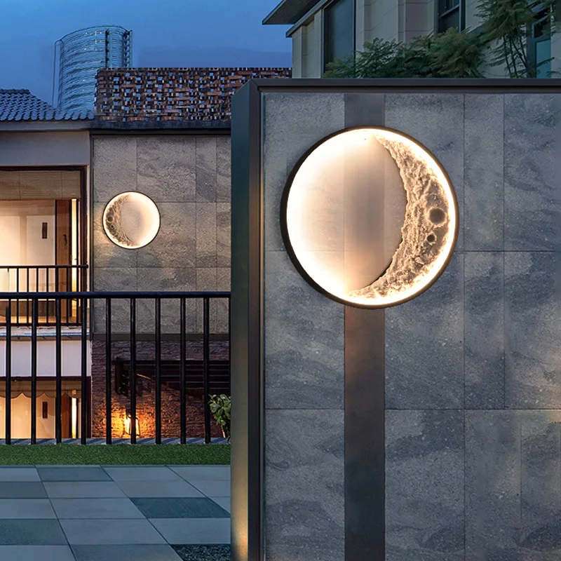 modern garden landscape exterior wall moon courtyard balcony crescent waterproof led outdoor solar wall light