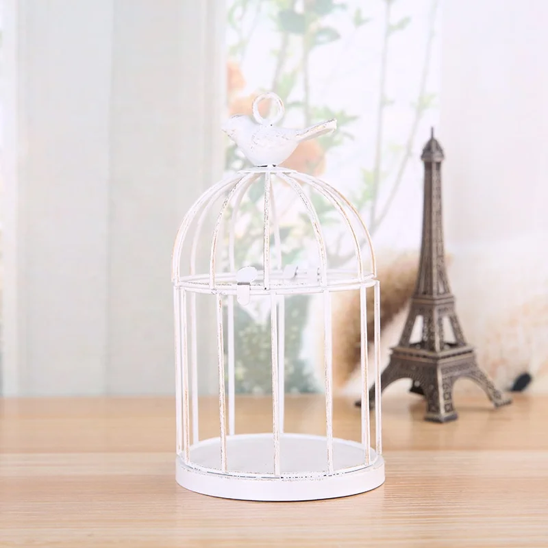 Indoor outdoor vintage    candlestick  LED  wind lantern Spring Song White Bird Cage Place Card Candle Holder