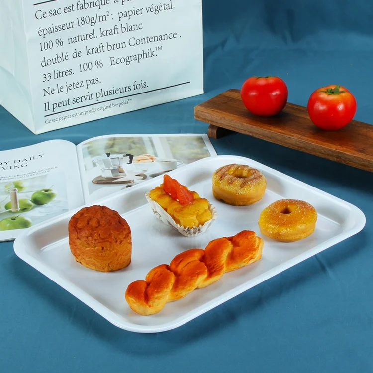 Wholesale Custom Logo Unbreakable Plastic Melamine Plain Blank Food Serving Rolling Tray