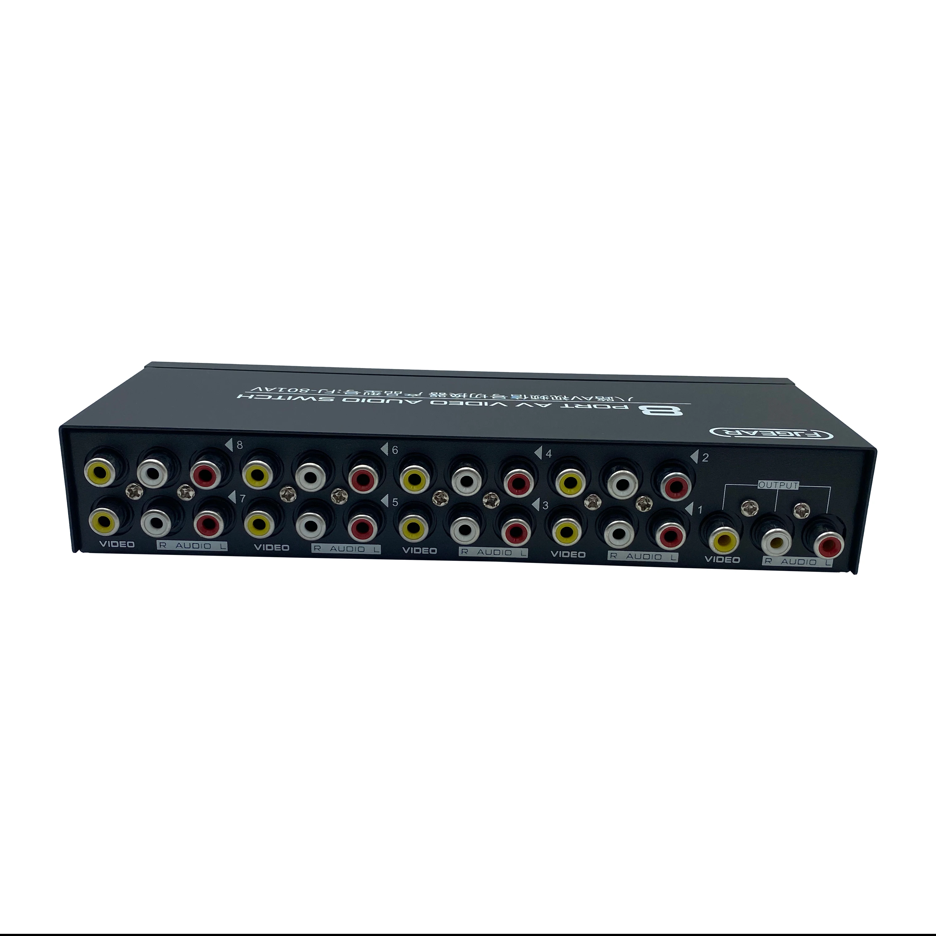 FJ-801AV FJGEAR Bandwidth 250MHz 8 Port 8 in 1 out video audio switch with metal shell manual AV Audio Video Switch