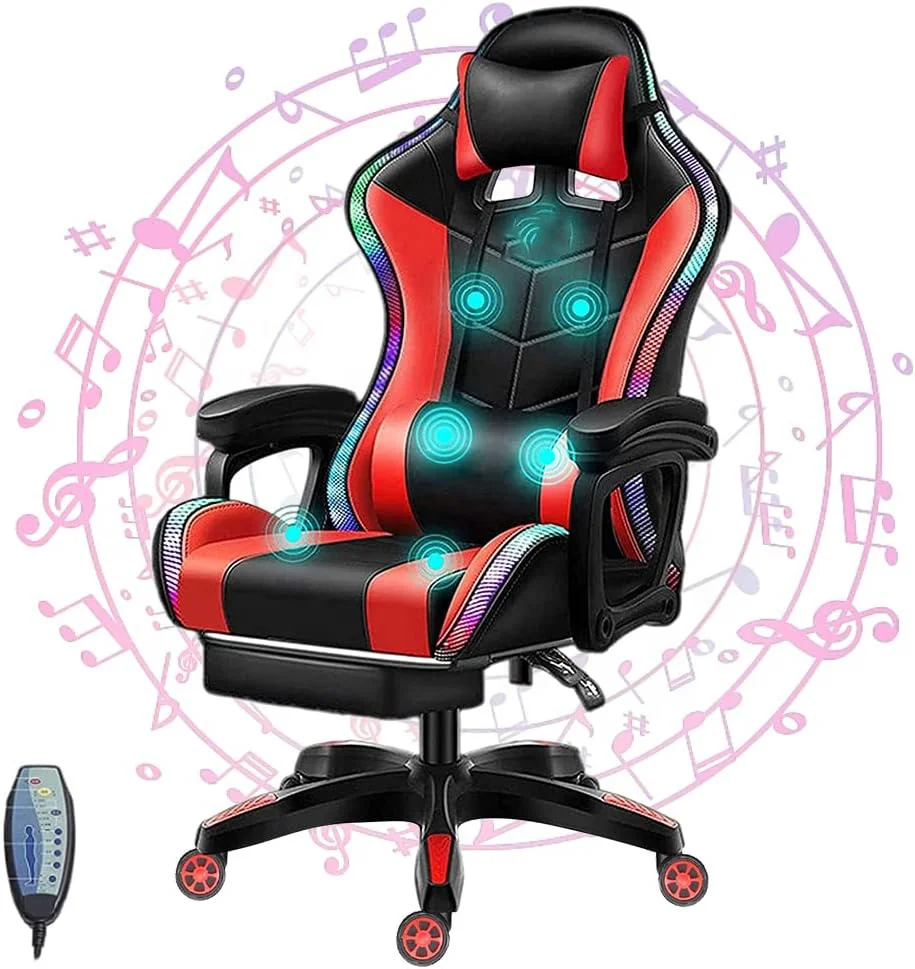 High Quality Gaming Chair Comfortable Rgb Computer Chairs 7 points Massage Gaming Chair with Speakers and LED for Adults
