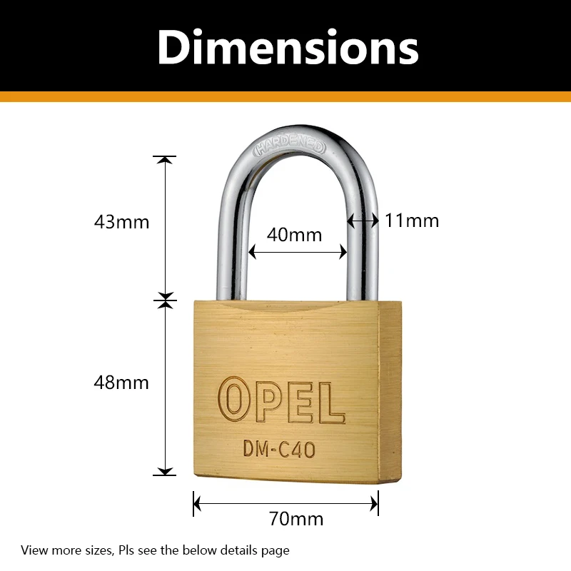 Fine Workmanship Waterproof Armoured Rectangle Long Shackle Brass Padlock with low price