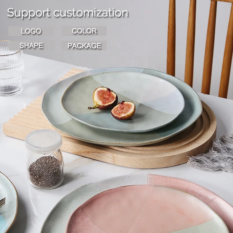 new -arrival novelty hand painted round shallow tableware moroccan plate colorful ceramic plates for restaurant