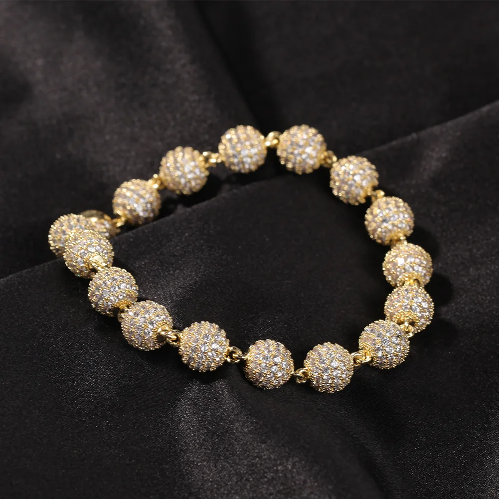Fashion Gift Hip Hop Jewelry CZ Beads Bracelet Ball Shape Couple Bracelet