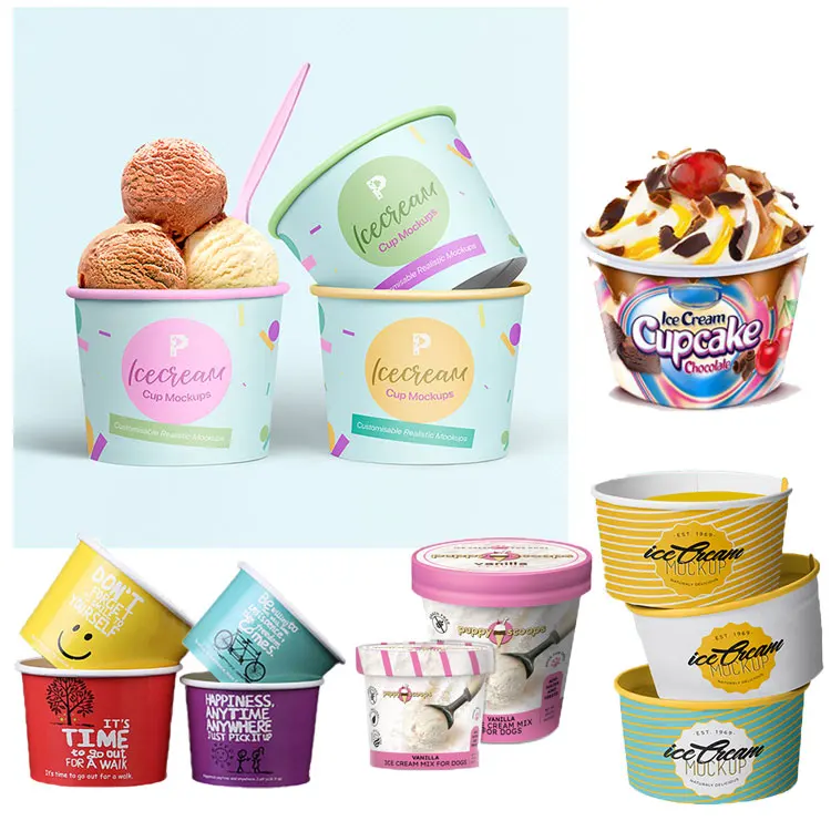 Hot Sale Eco Friendly Summer Ice Cream Tub Container Smoothie Frozen Yogurt Packaging Cup PLA Disposable Ice Cream cup