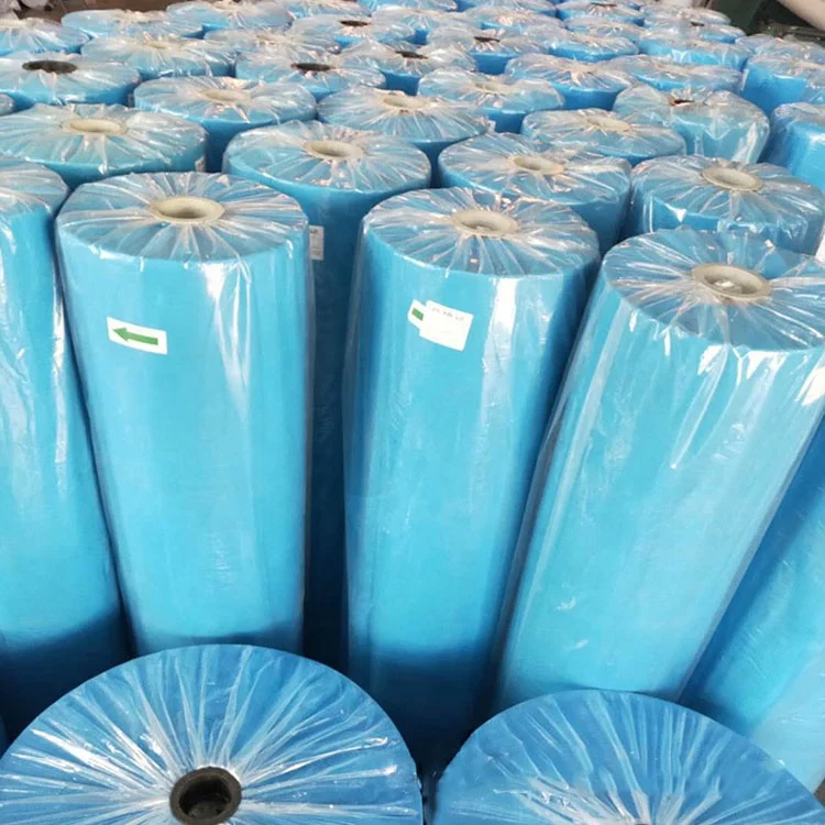 Wholesale Hydrophilic Breathable Blue Surgical Gown Medical Wet Tissue Spunlace Viscose Polyester Non Woven Fabric Material Roll