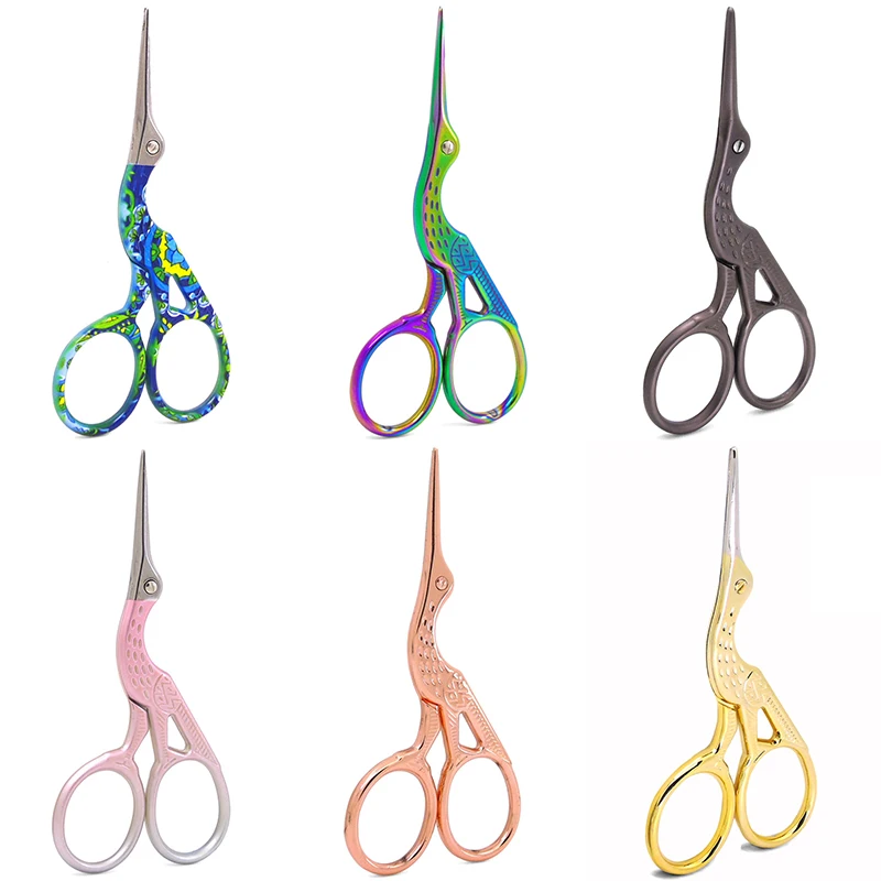 FOCSTAR Gold Rose Gold Small Crane Bird Stork Scissors Sewing Embroidery Tailor Dressmaker Scissors Shears (BT8023)