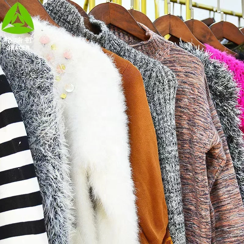 Thrift Sweater Knit Korea Premium Used Clothes Bales For Ladies Used Clothing In Bales