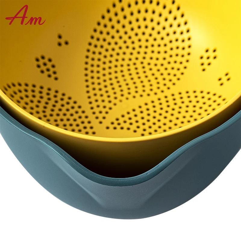 Kitchen drain basket Green Leaky Food Grade PP Plastic Fruit And Vegetables Drain Basket colander strainer