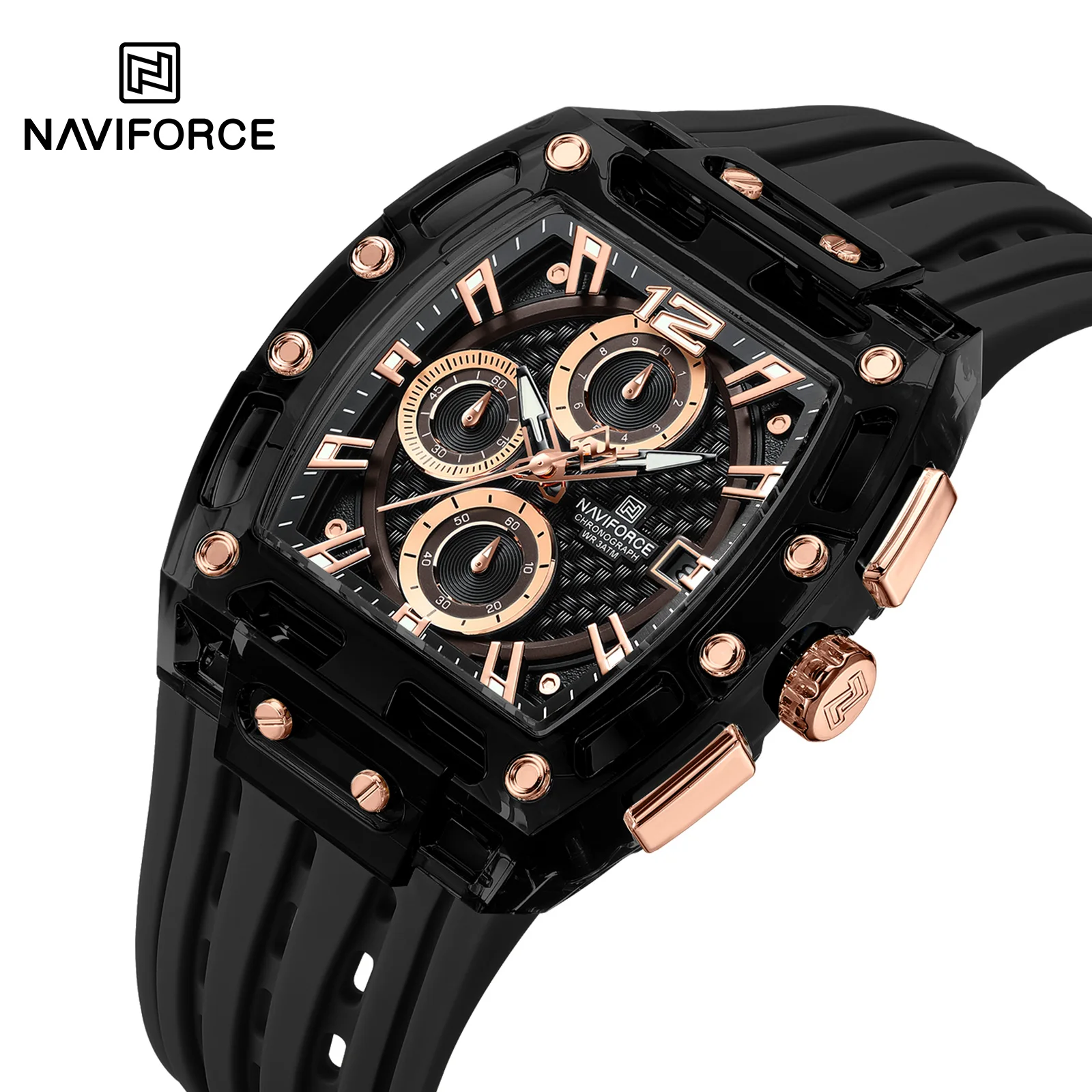 NAVIFORCE 7105 New Design Transparent  Watch Men Quartz Man Watches Waterproof Luxury Sport Out Door Chronograph Clock