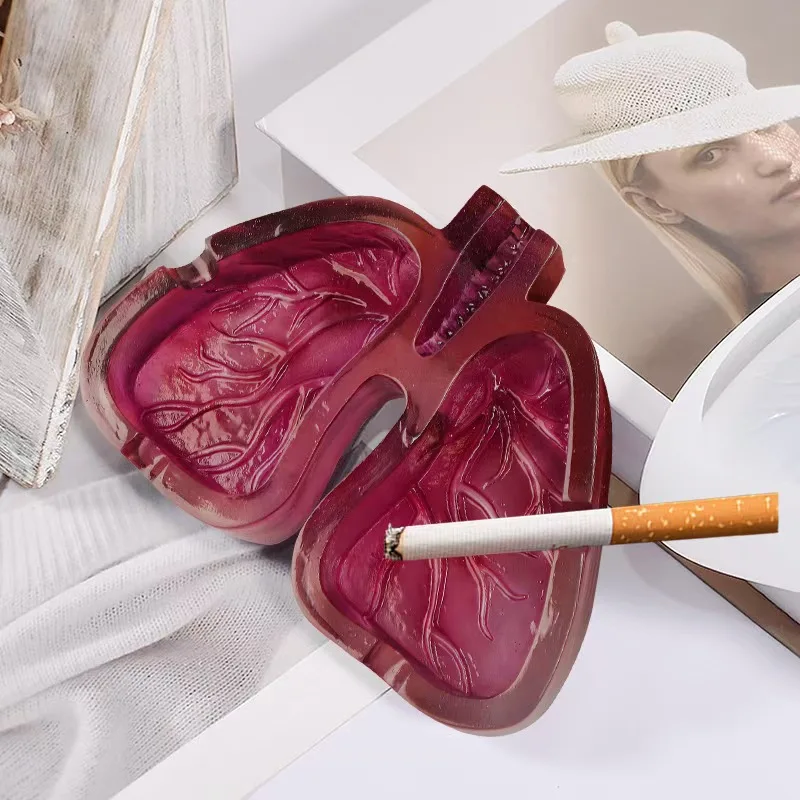 Custom logo lung shaped resin ashtray cigarette ashtray holder for home hotel