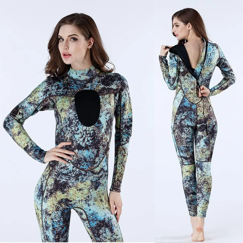 Custom Camo neoprene open cell 2 pieces spearfishing Wetsuits Mens 3MM Camo Neoprene Scuba Diving Unisex