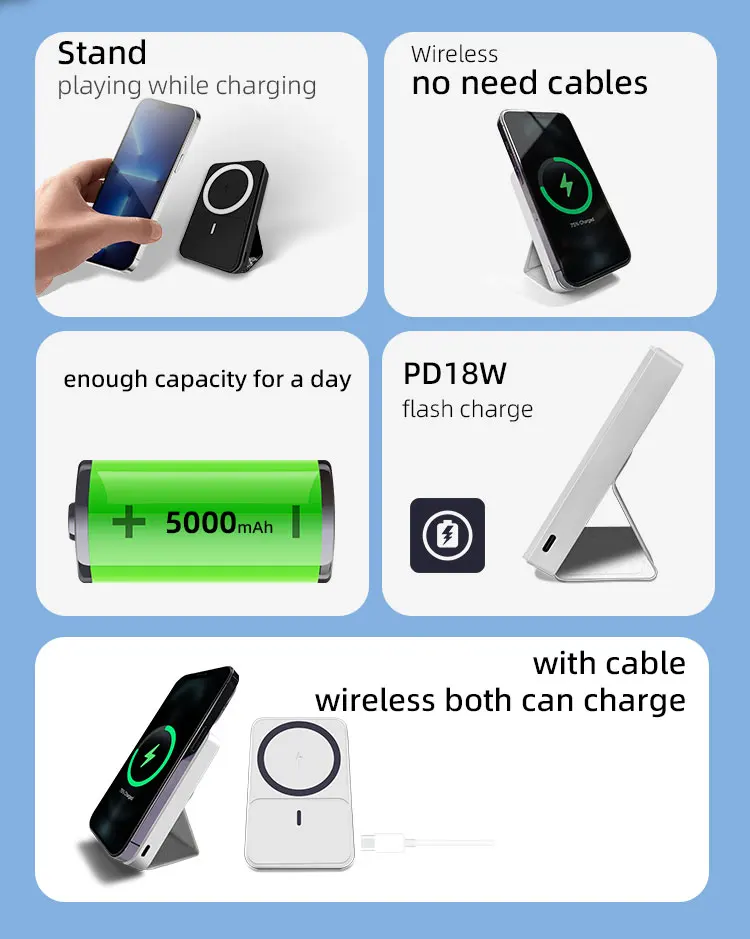 2023 factory magnetic power bank magsaf magnetic 5000mah power bank  magnetic wireless charger most selling product in alibaba