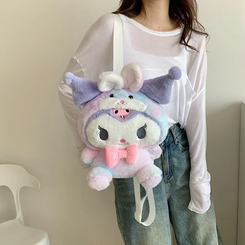 Jm New Cartoon  Colorful Kuro Plush Backpack Bags Colorful  My Melody Ladies Girls Shoulder Bags Plush Toys Wholesa