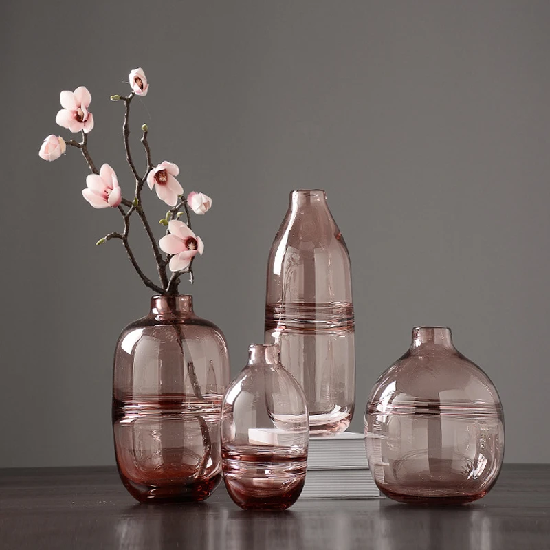 Nordic style simple creative colorful transparent glass vase ornaments flower arrangement hydroponics flower glass vase