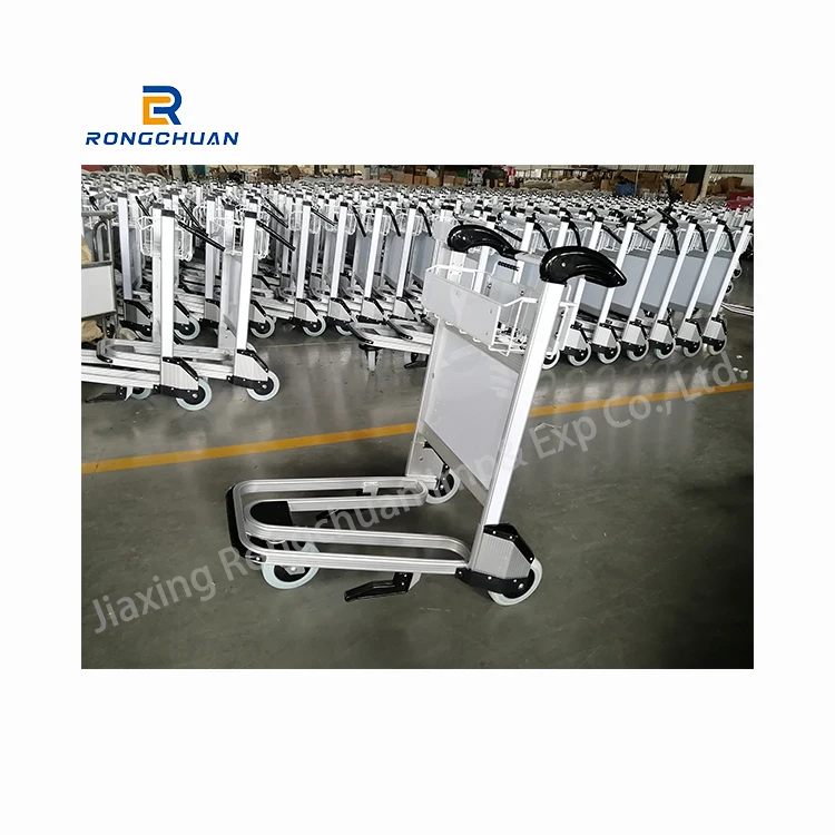 Running Smoothly Nature Rubber Wheels Aluminum Alloy Airport Cart Trolley with Hand Automatic Brake