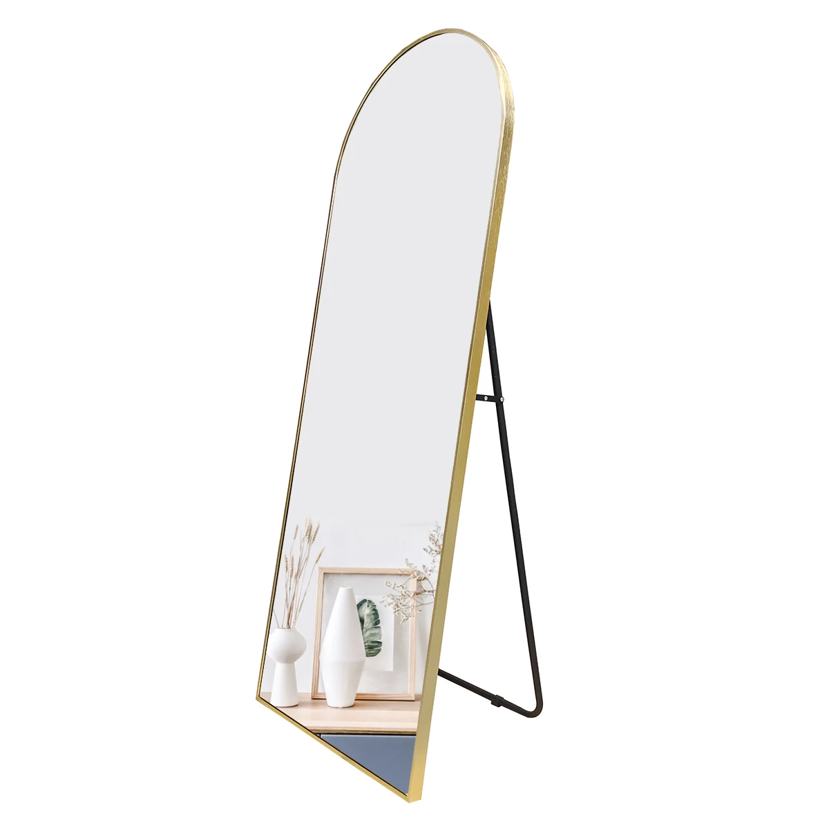 custom arched large gold matel framed big tall full length long body leaning wall free standing floor mirror miroir spiegel