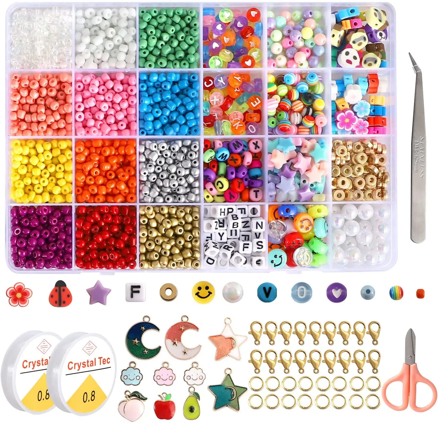 4mm Glass Seed Beads for DIY Jewelry Making for Earrings Polymer Clay Pearl Letter Beads Star Flower  Face Findings