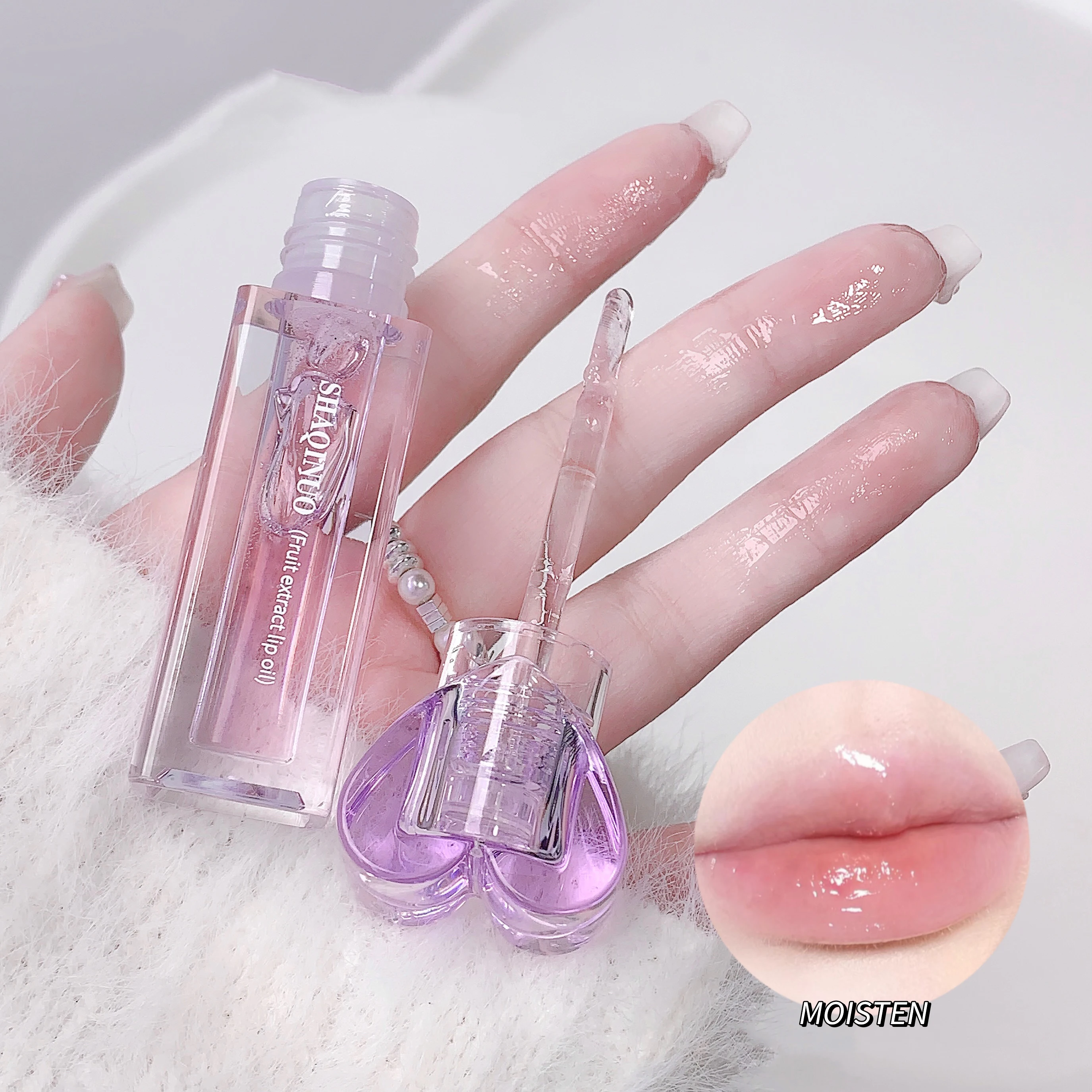 Fruit Flavored  Chemical-Based Moisturizing Lip Gloss in Box Packaging Dilutes Lip Lines and Enhances Makeup Lip Oil