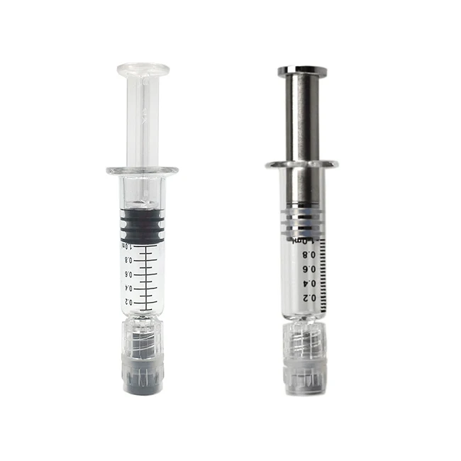  1 мл cbd vpen предварительно заполненный металлический luer замок наконечник стеклянные шприцы для