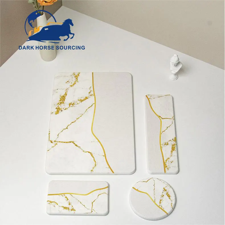 4 pcs Natural diatomite Bathroom super Absorbent Tray cup coaster Kitchen heat insulation diatomite pot mat set