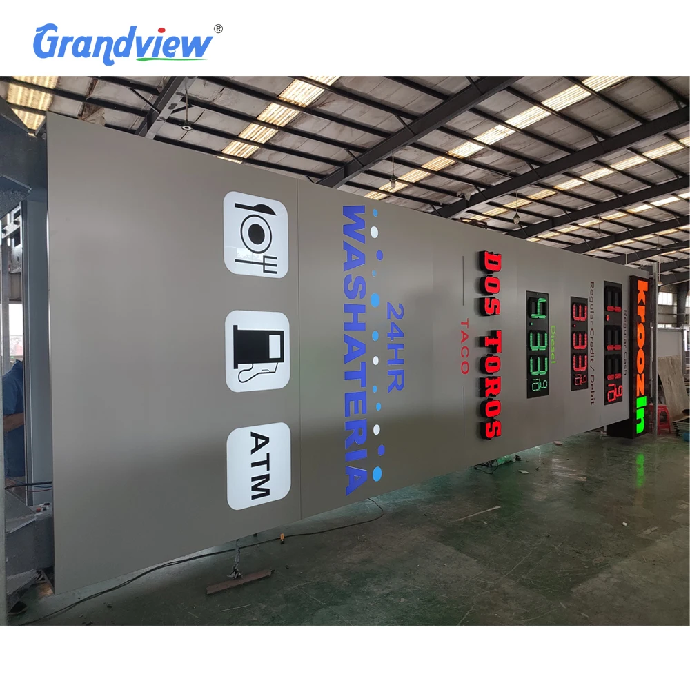 Illuminated Led Pylon Sign Petrol Filling Station Pole Signs & Pylon Signs