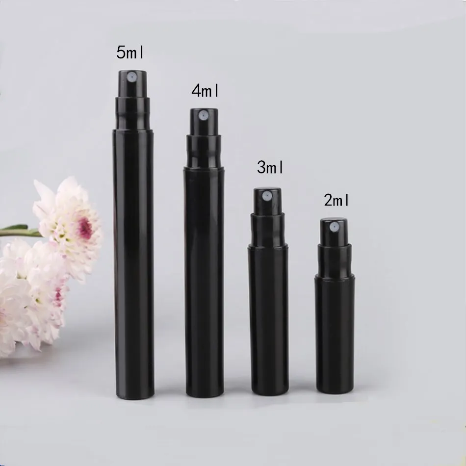 Mini atomizer pen spray bottle 2ml3ml 4ml 5ml black empty mini pp plastic black spray pen bottle pen perfume bottle