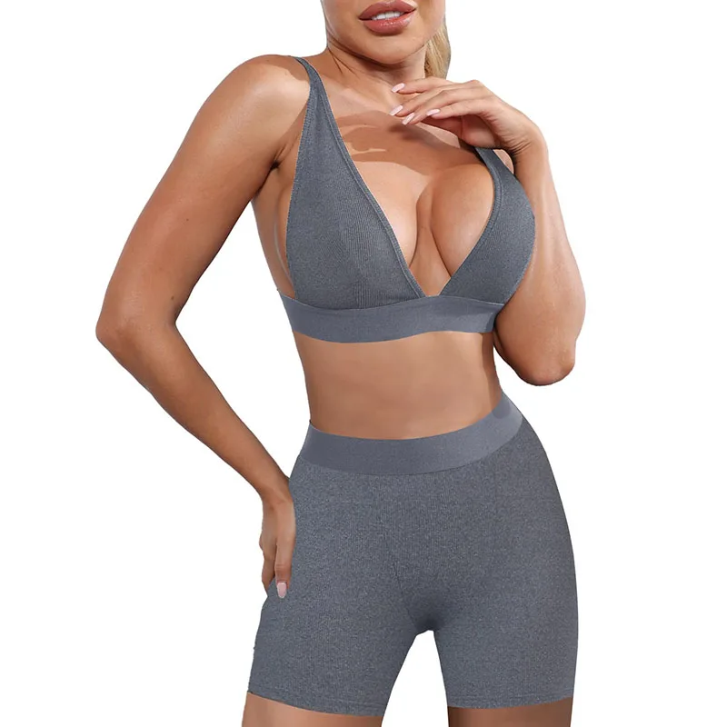 Custom Casual Sets Two Piece Outfits for Women Yoga Bra Top High Waist Yoga Leggings Gym Fitness Sets