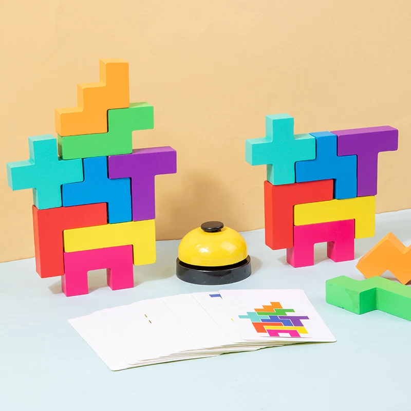 Wooden Two-player Battle Game Building Blocks Parent-child Interactive Thinking Logic Training Board Game toy for children